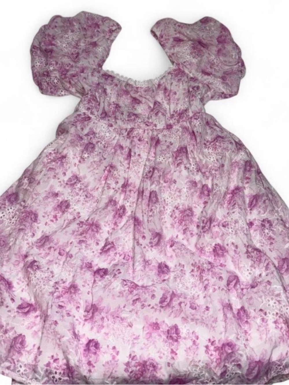 Altar'd State Lavender Floral Puff-Sleeve Mini Dress